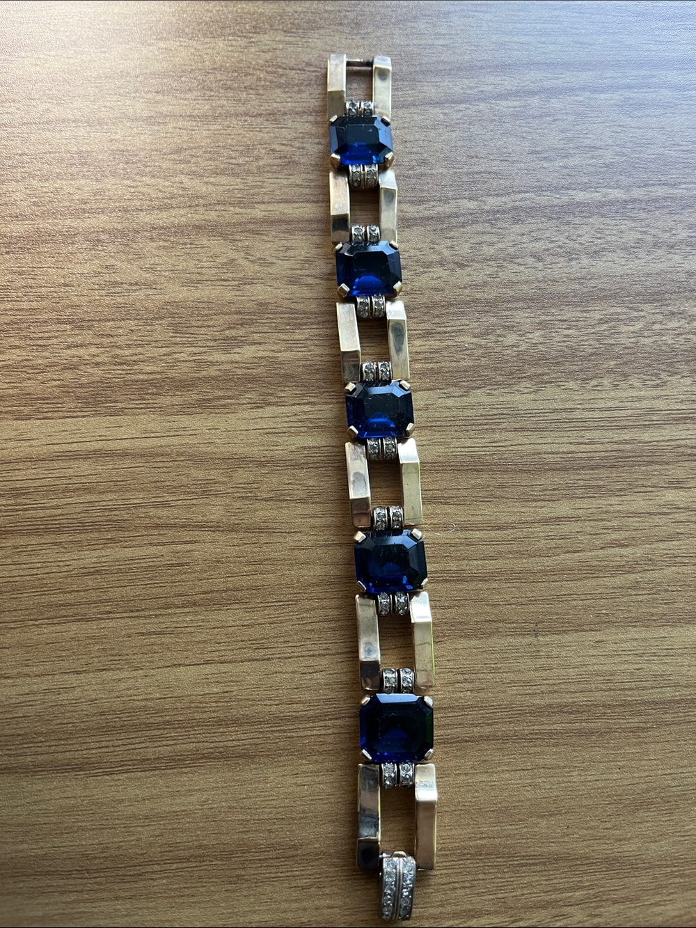 Gold-Tone Bracelet with Deep Blue Stones - Women Jewelry